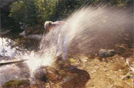 Bruce blasting out of the creek.